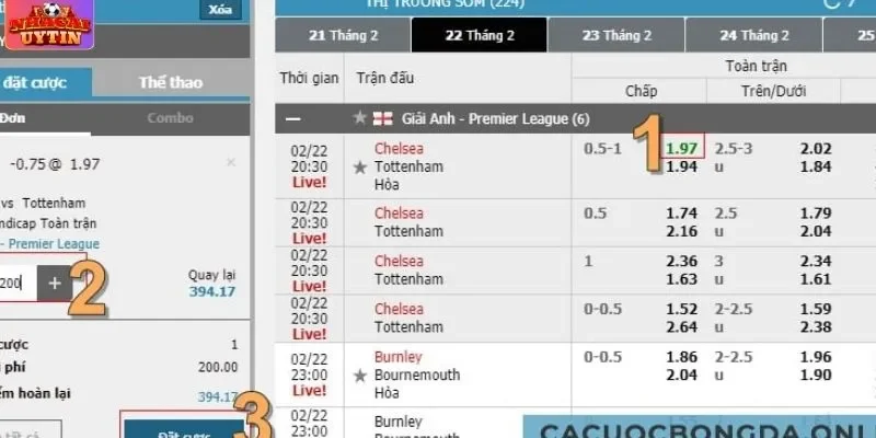 Hình thức đọc kèo 0 nửa trái Hình thức đọc kèo 0 nửa trái